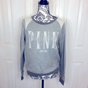 Pink Victoria’s Secret gray spell out pullover sweatshirt